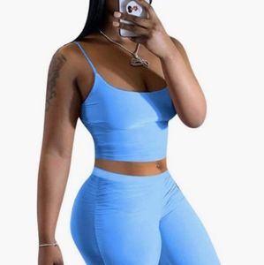 Powder Blue Super Cute Leggings and Tank Top XL